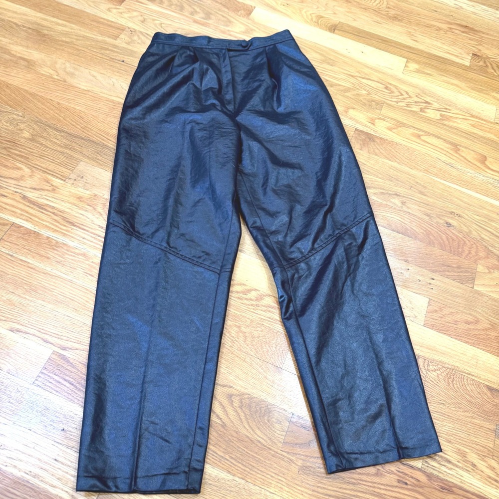 Jo Hardin Vintage Black Faux Leather High Waisted Pants Made in USA Size 6
